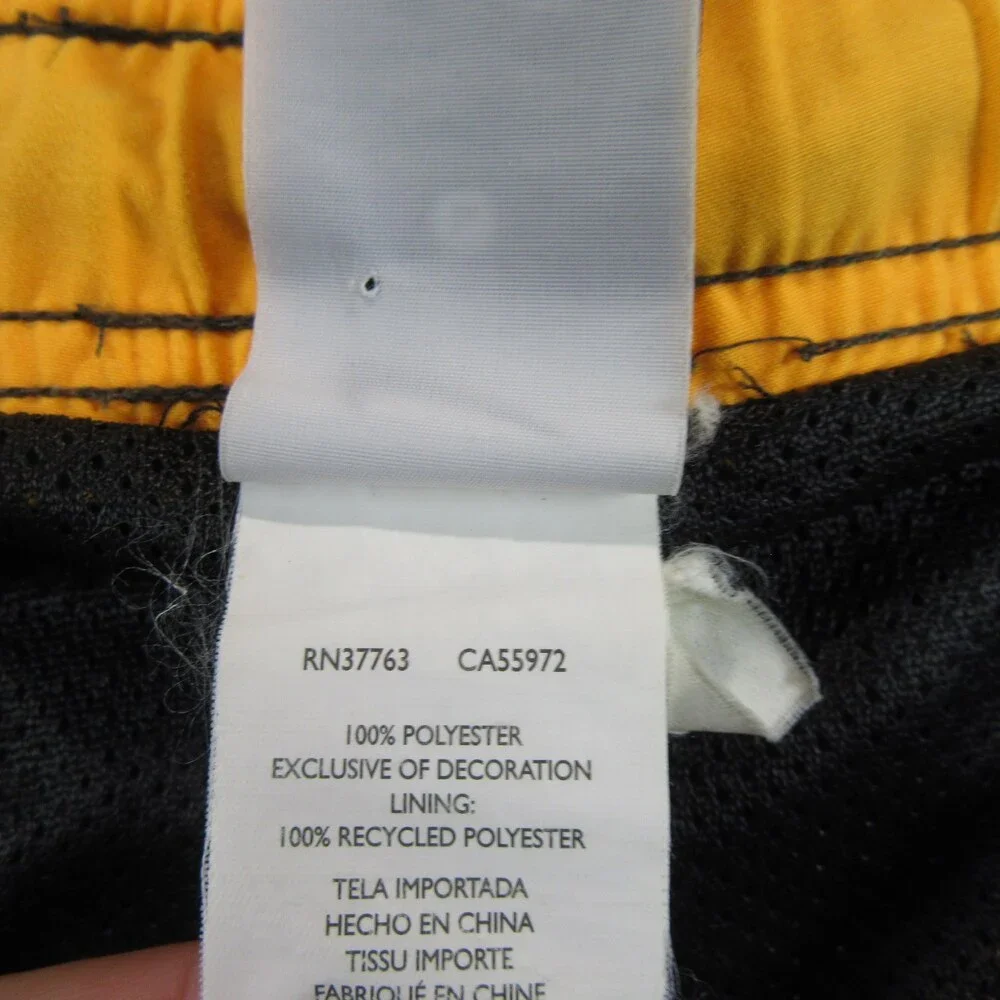Nike Mens Swim Trunks L x 7 Black‎ Yellow 100% Polyester Pocket Swoosh Logo